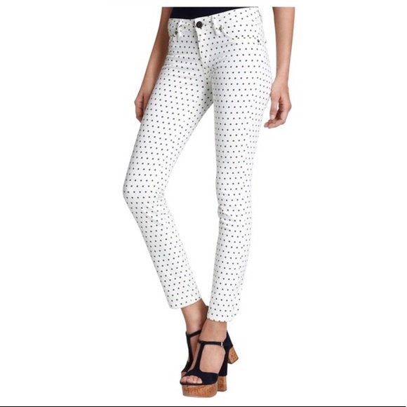 DL1961 White Polka Dot Ankle Jeans - Picture 1 of 16